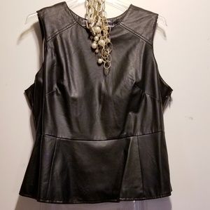 PLUS SIZE Chic Faux Leather Peplum Top